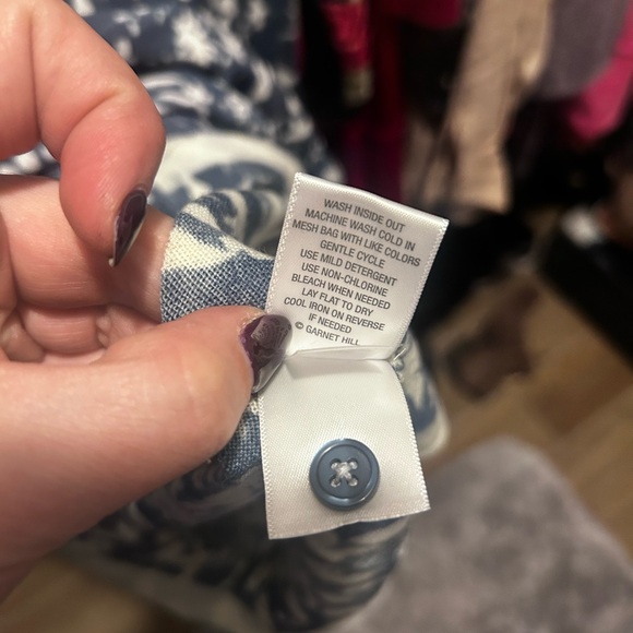 Garnet Hill Navy and Cream Floral Sweater - Picture 5 of 5